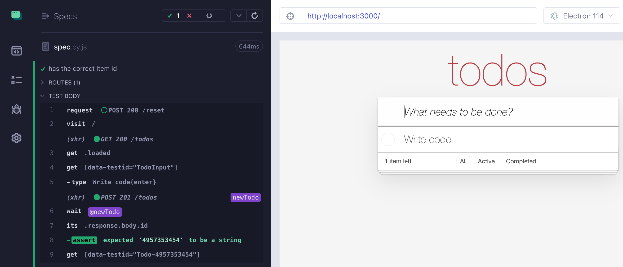 Finding the Todo item with the expected id