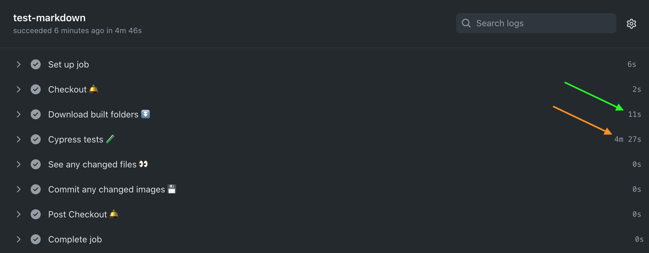 The test Markdown files job
