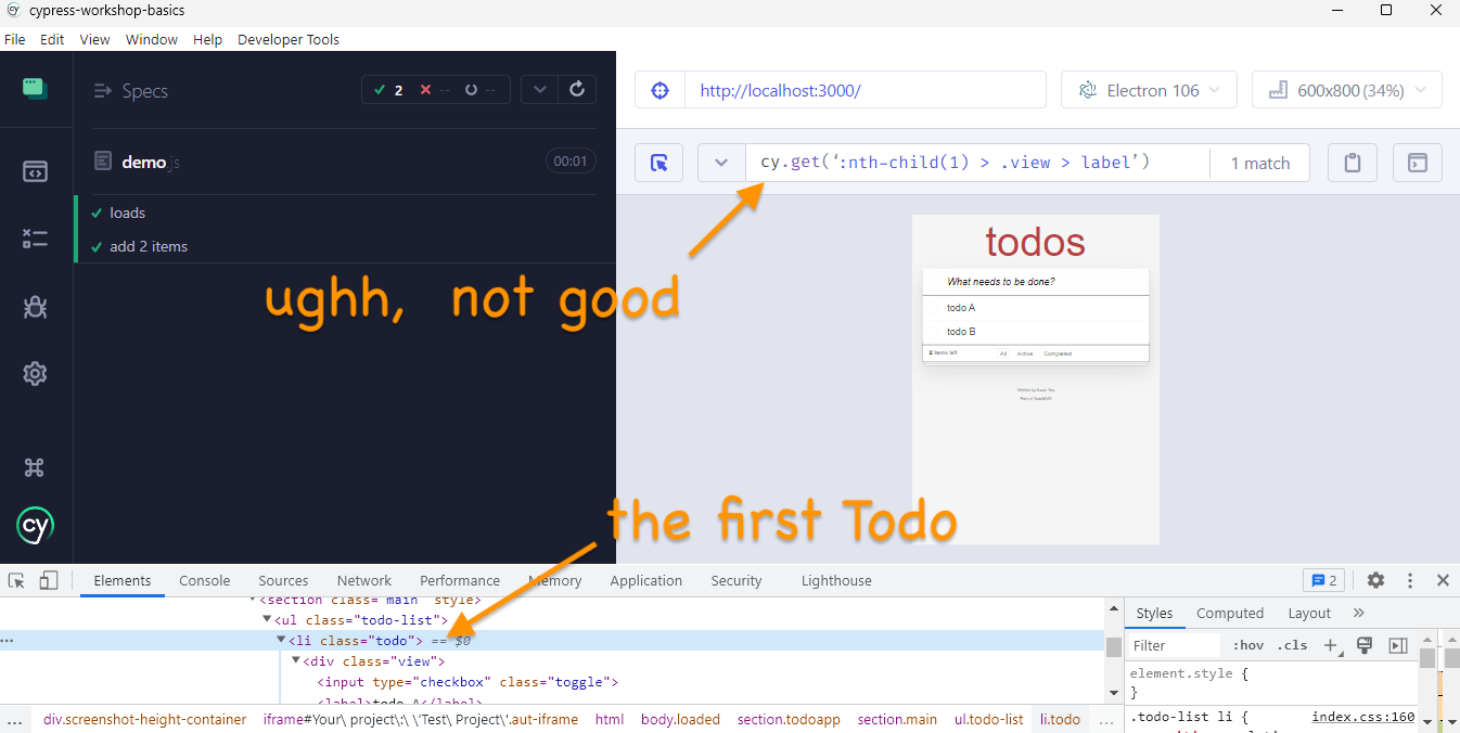 Todo list item suggested selector